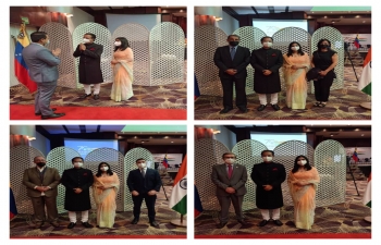 Amb. Abhishek Singh received the diplomatic community, Indian diaspora and other Friends of India at the reception to celebrate the Republic Day of India